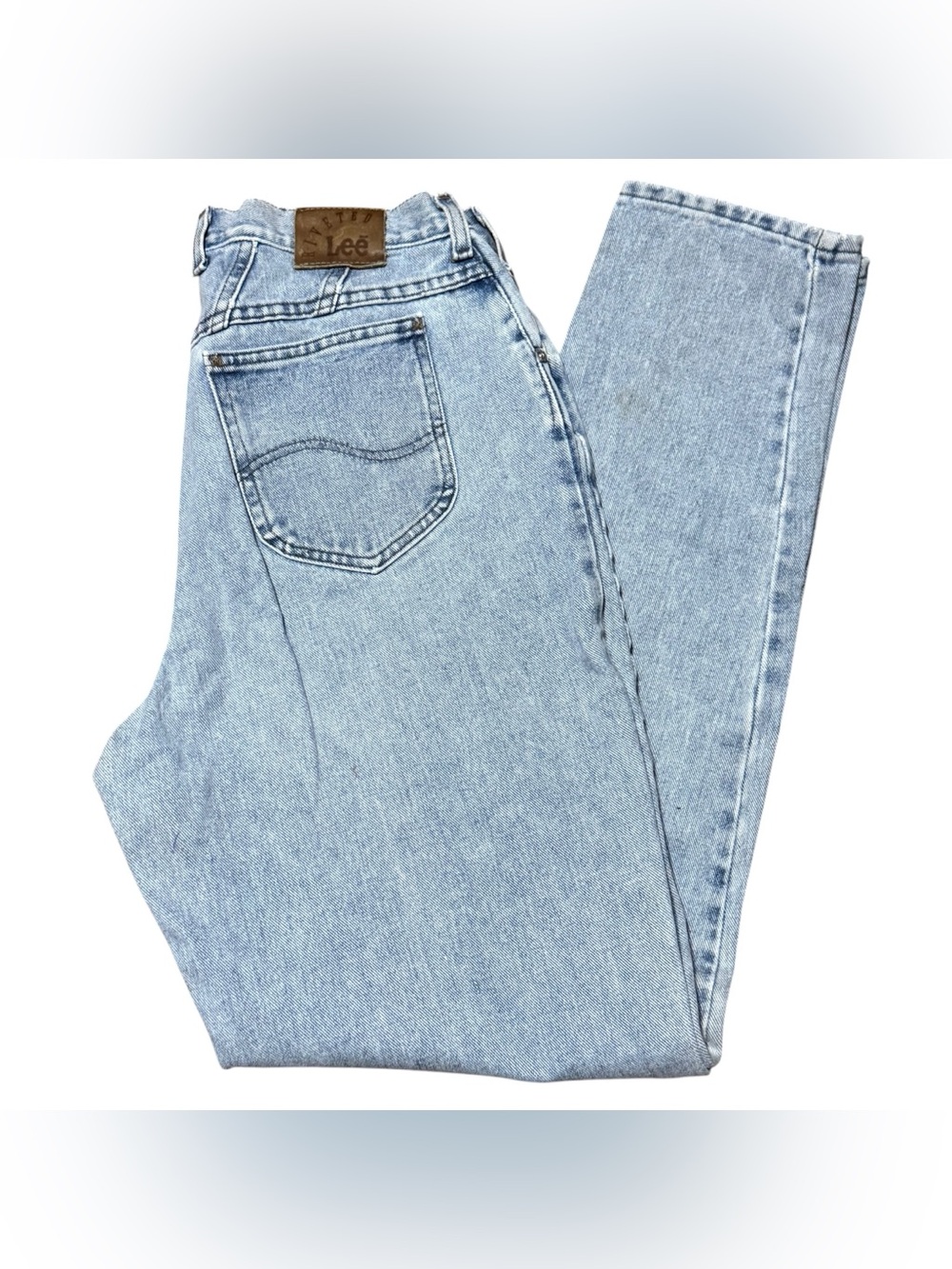 Vintage Lee Riveted Jeans Womens 14 Long High Waisted Denim Straight Leg 90s
